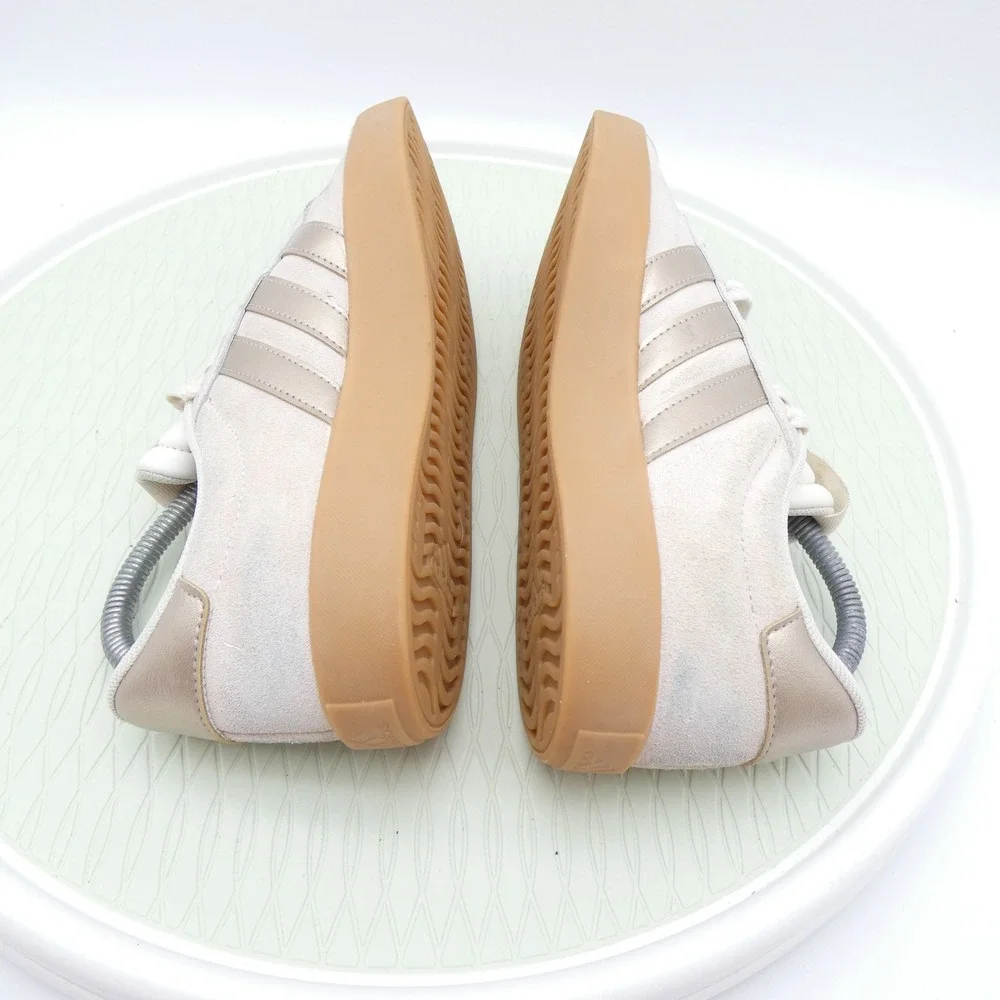Adidas VL Court 3.0 Platform Wonder White Gold Suede Gum JI0485 Mens 7.5